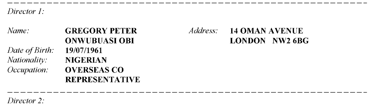 Annual return made up to 16 May 2007: Director 1, Gregory Peter Onwubuasi Obi, Overseas Co Representative, followed by the Director 2 entry