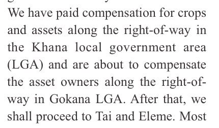 HYPREP newsletter, November 2024: compensation paid along the right-of-way in Khana; about to compensate asset owners in Gokana; after that Tai and Eleme