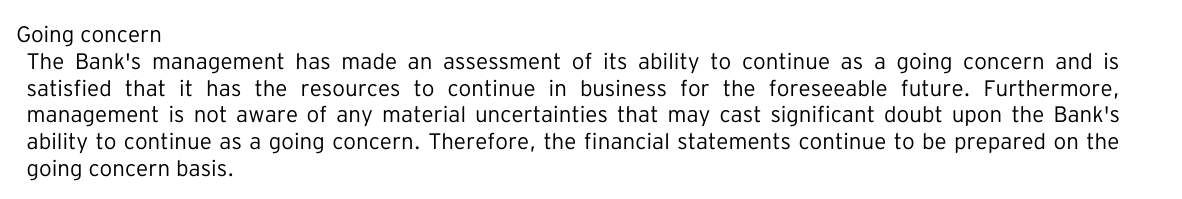 Aso Savings 2013 accounts, going concern note: management is not aware of any material uncertainties that may cast significant doubt on the bank's ability to continue as a going concern