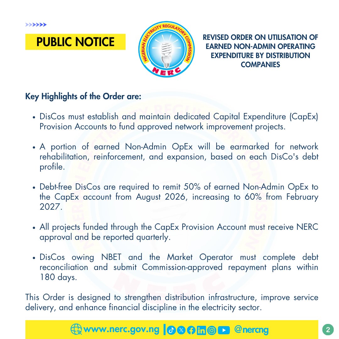 NERC public notice slide listing key highlights of the revised order, including the 180-day reconciliation deadline without a start date