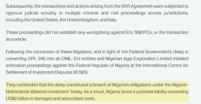 State House statement signed by the Attorney-General on 25 March 2026: the 2011 transactions faced 'rigorous judicial scrutiny' in proceedings including the United States, the United Kingdom and Italy, and 'Nigeria faced a potential liability exceeding US$2 billion'