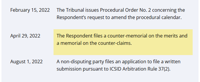 ICSID case record ARB/20/41: on 29 April 2022 Nigeria filed a counter-memorial on the merits and a memorial on the counter-claims