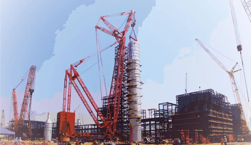 The crude distillation column of the Dangote refinery in Lekki, Lagos, during construction