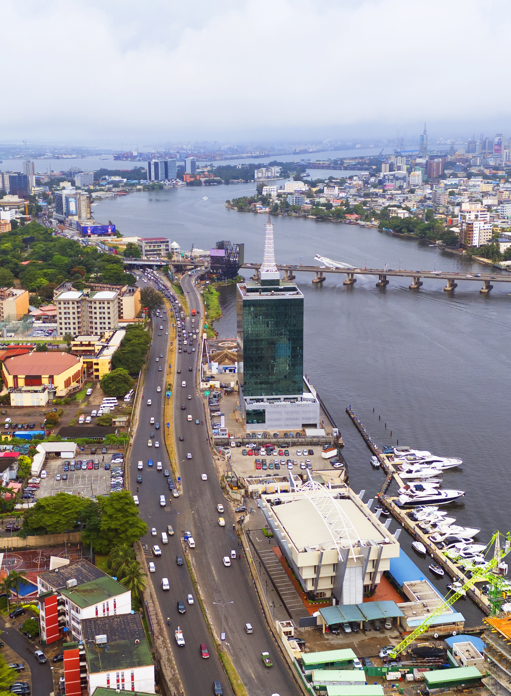 Aerial view of Victoria Island, Lagos, the district where the EFCC's December 2024 raid took place
