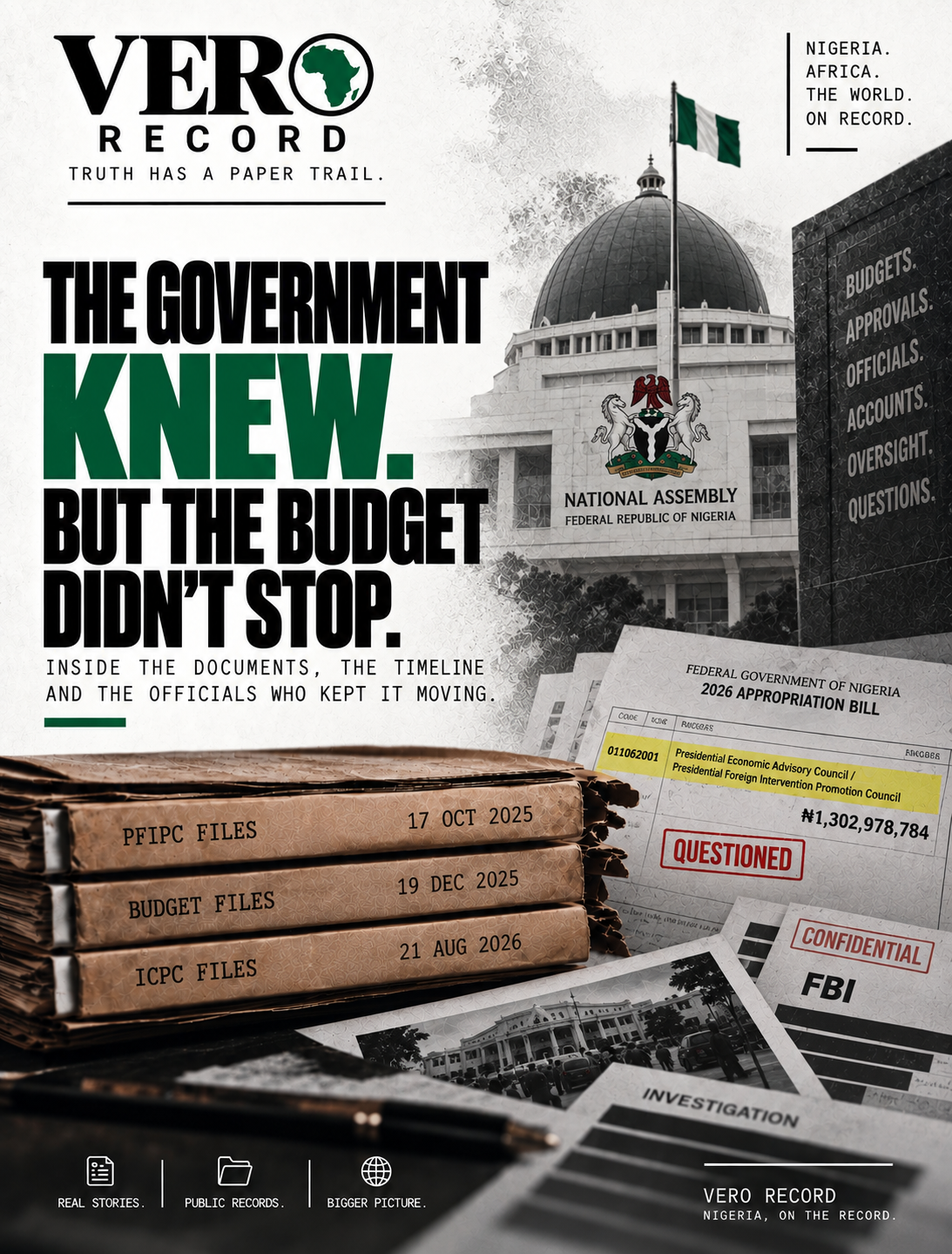 Illustration: THE GOVERNMENT KNEW. THE BUDGET DIDN’T STOP.